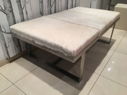 cowhide and stainless steel coffee table
