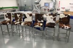 tri-colour cowhide bar stools with backs