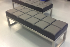 leather and steel bench