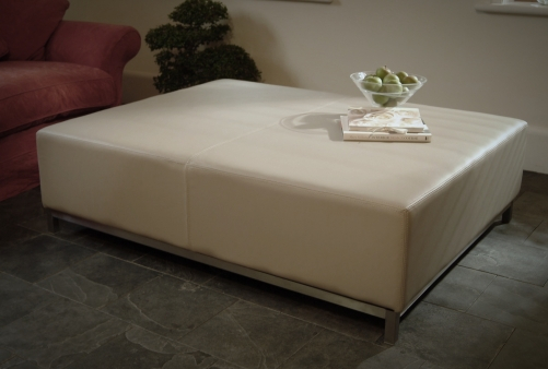 cream leather coffee table