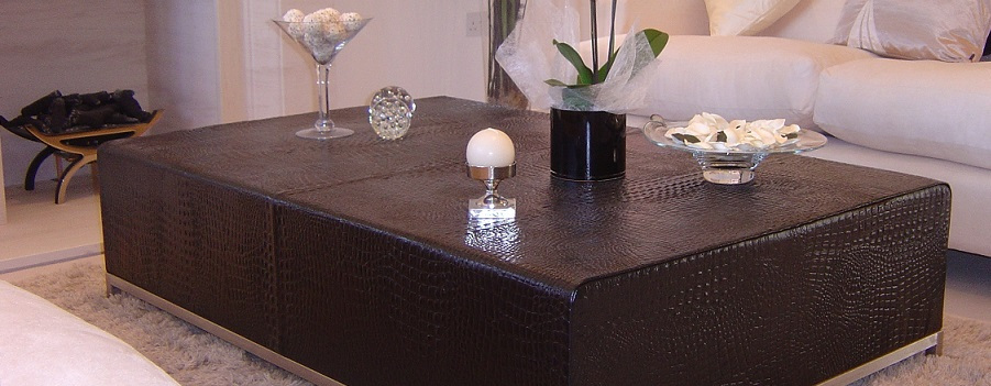Croc effect leather table