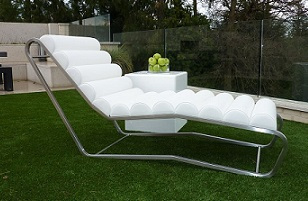 white outdoor leather lounger