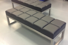 leather and steel bench
