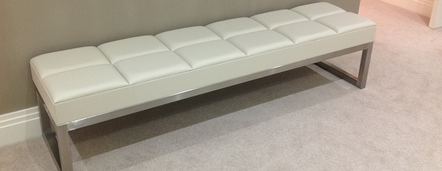 bespoke leather & steel bench