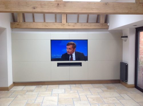 Leather wall panelled TV wall