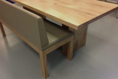 Kitchen dining bench in leather.
