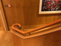 Restaurant handrail covered in leather on-site at The Park Restaurant, London.
