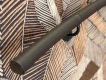 End of handrail showing leather end-cap and joints to align with existing bracket fixings.