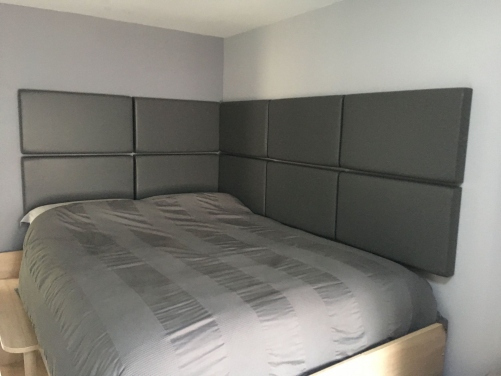 leather panels around bed