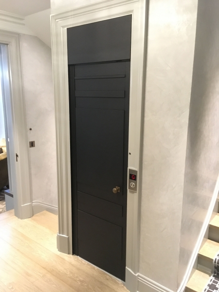 Leather panels on lift car doors
