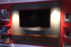 leather wall panels around TV