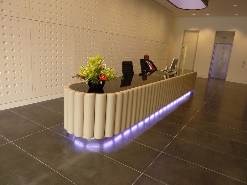 leather fluted reception desk