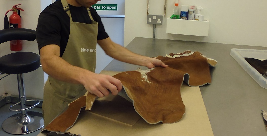 working with cowhide Hide and Stitch