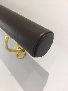 dark brown leather handrail