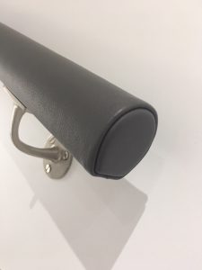 dark grey leather handrail