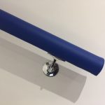 blue leather handrail