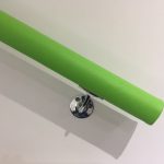 green leather handrail