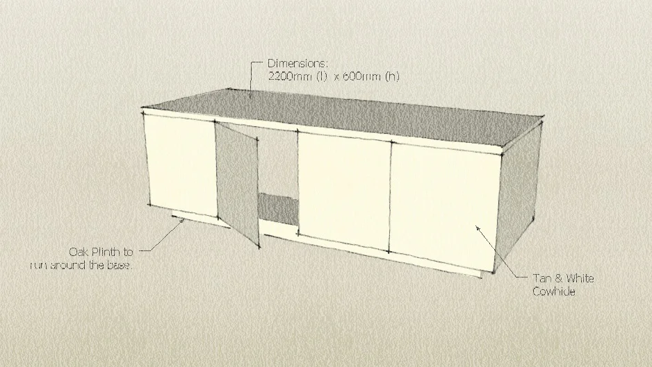 sketch of cowhide cabinet